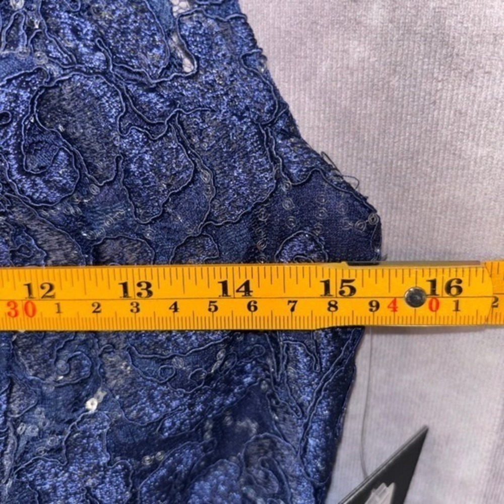 Marina NWT Size 6 Navy Lace Sequins Sleeveless Sheath Cocktail Formal Dress - Picture 6 of 8